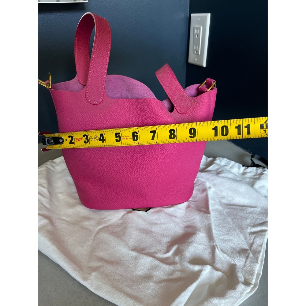 Genuine Leather Hot Pink Bucket Bag Luxury Style Tote Handbag Boho Chic NEW - Picture 11 of 12
